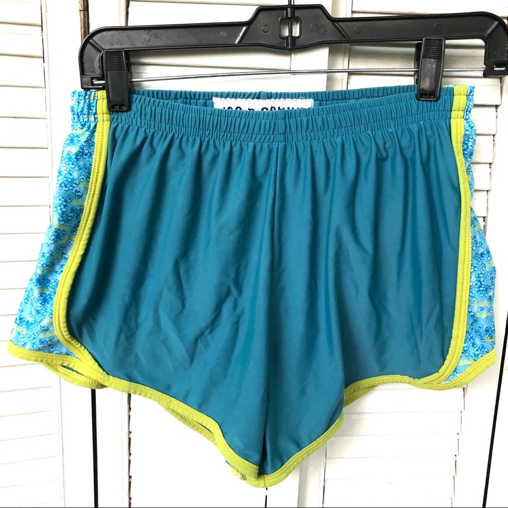 🌻 teal and lime green running shorts